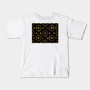 Gold Turtle Pattern on Dark Marble Kids T-Shirt